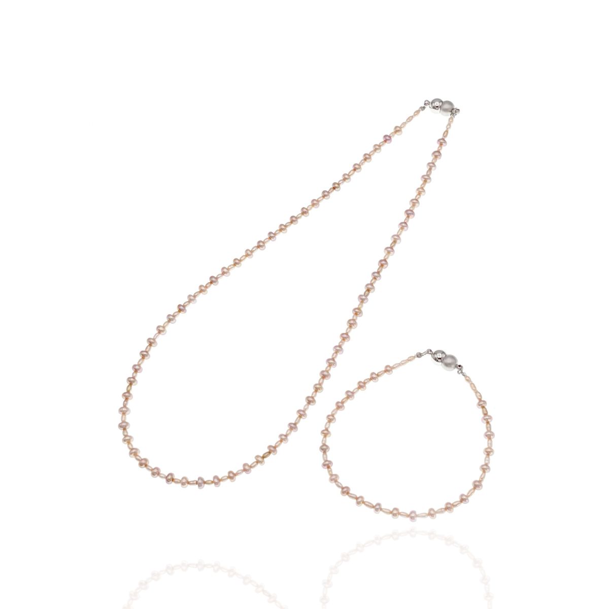 ≪ 2点セット ≫ 淡水真珠ネックレス・ブレスレットセット 約2.0-4.0mm 真鍮 y-n-675
