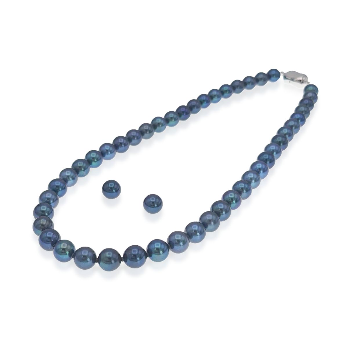 ≪ 弔事 ≫アコヤ真珠黒ネックレスセット（イヤリング/ピアス） 約8.0-8.5mm y-n-682